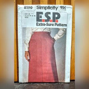 Vintage NOS SIMPLICITY #8190 E.S.P. Sewing Pattern/ Uncut/ Unused